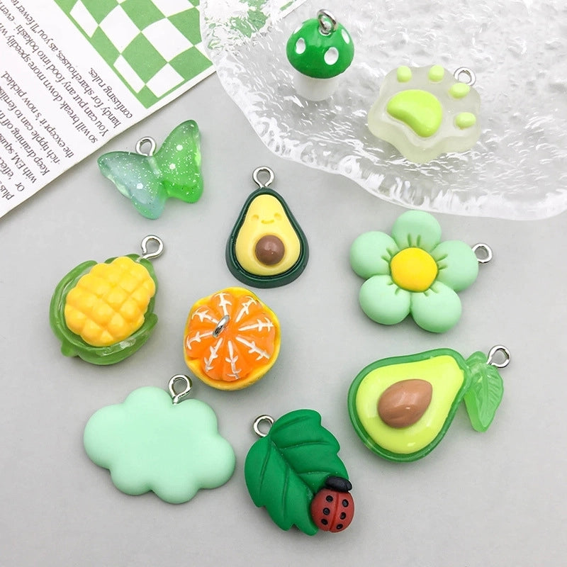 10 Models Per Model 1, 10/Pack Resin Fruit Flower Butterfly Pendant
