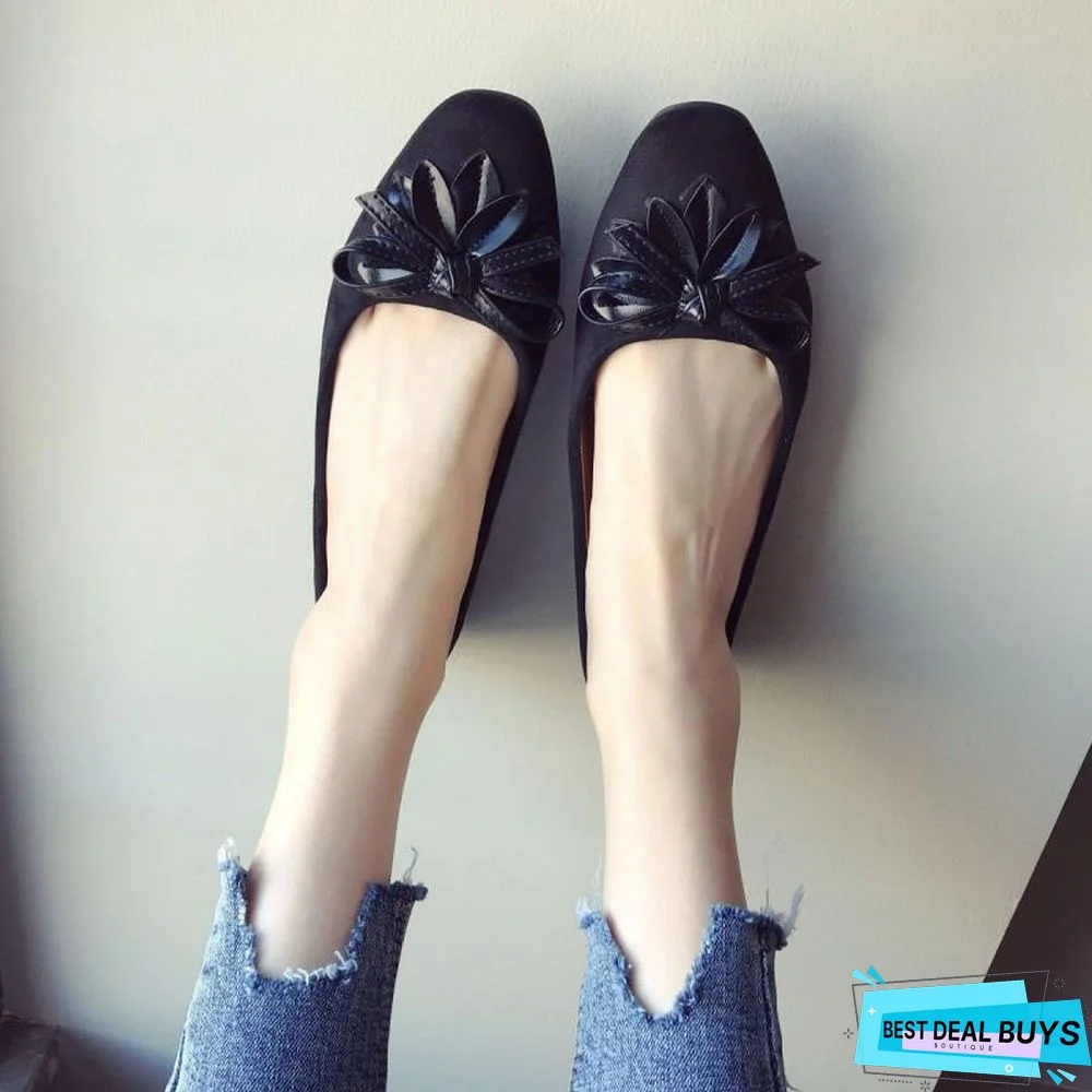 Women Ballet Flats Slip-On Bowtie Work Flats Shoes