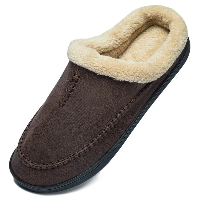 New Winter Men Slippers Home Indoor Warm Shoes Thick Bottom Plush Cotton House Slippers Man Cotton Shoes Large Size 49 50