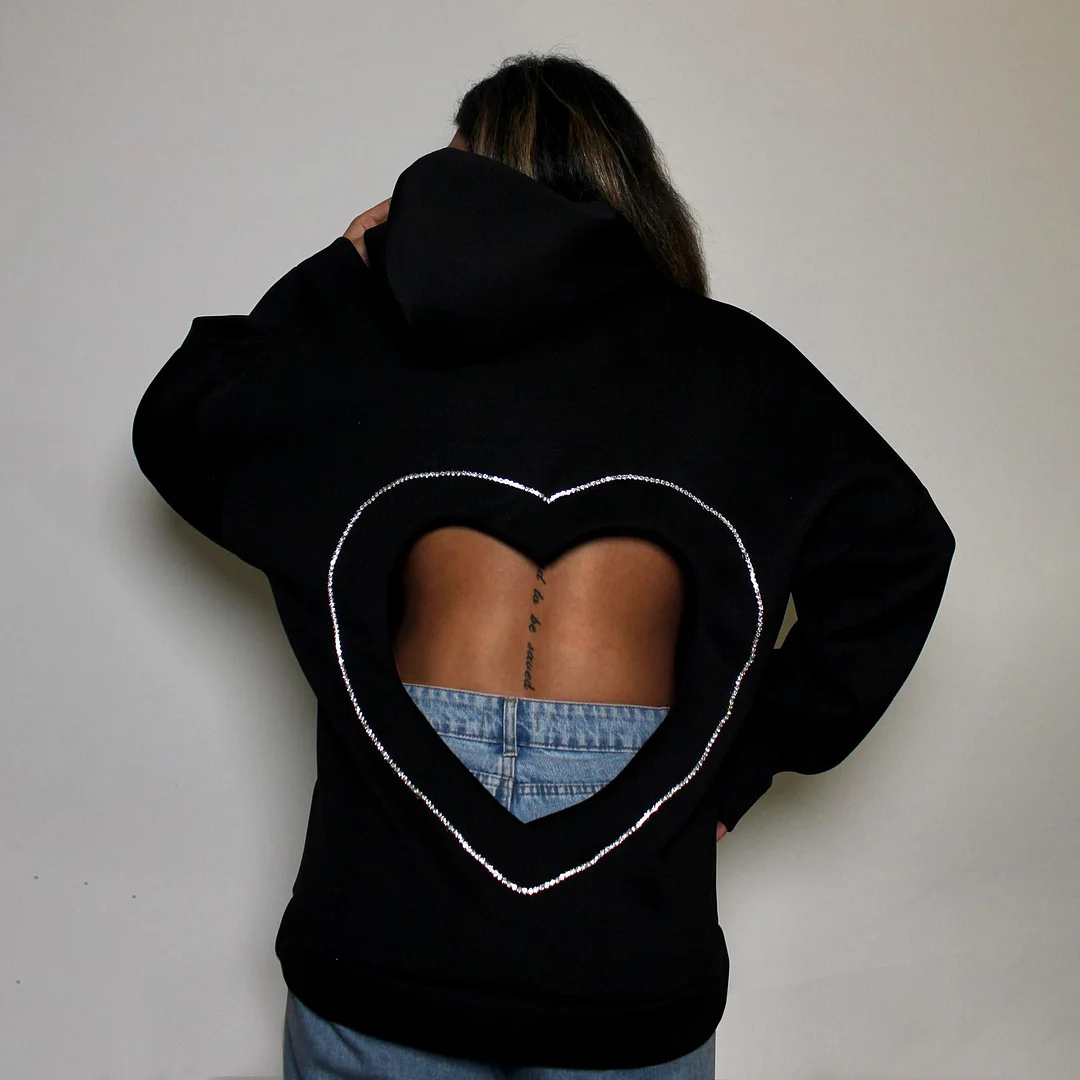 Women's Sexy Heart Backless Hooded Sweatshirt、、URBENIE