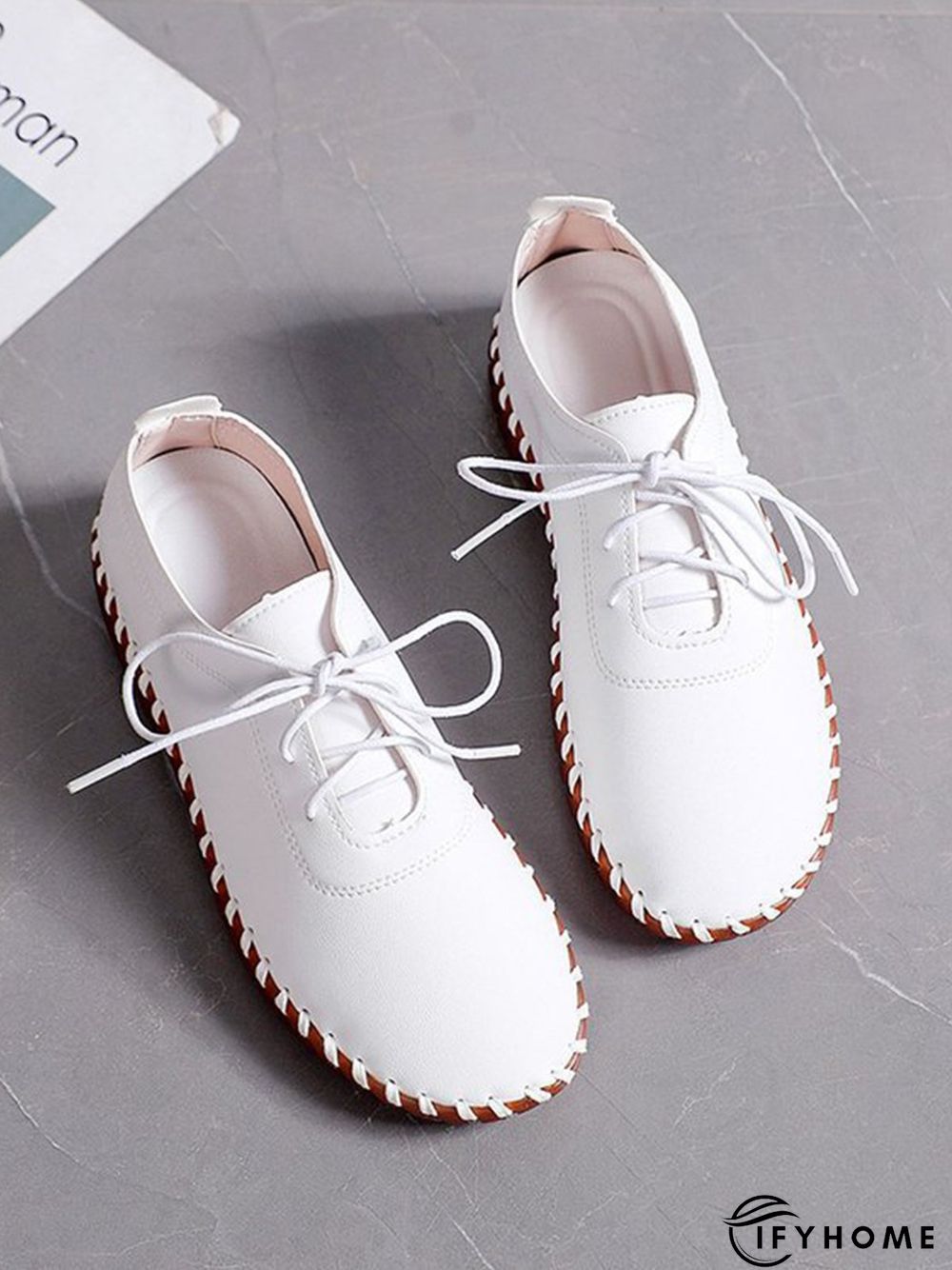 Casual Plain Lace-Up Flat Shoes | IFYHOME