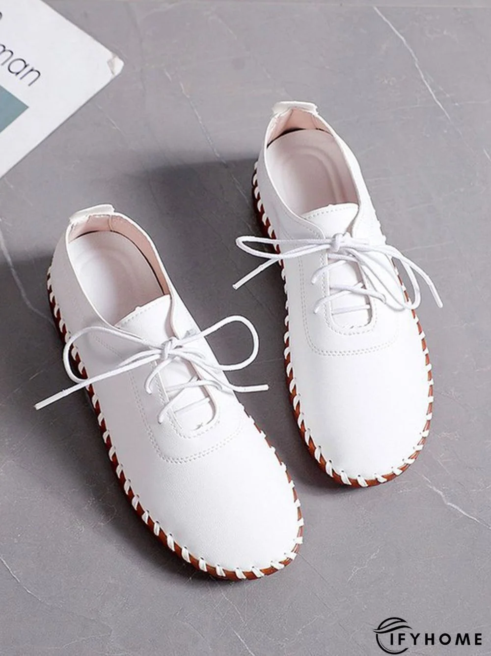 Casual Plain Lace-Up Flat Shoes | IFYHOME