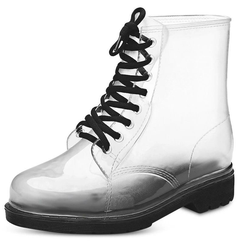 Letclo™ Fashion All-match Waterproof Non-slip Transparent Martin Rain Shoes letclo Letclo