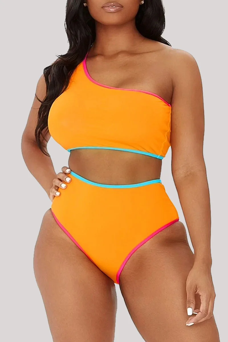 Orange Fashion Sexy Solid Patchwork Backless Swimwears (With Paddings) | EGEMISS