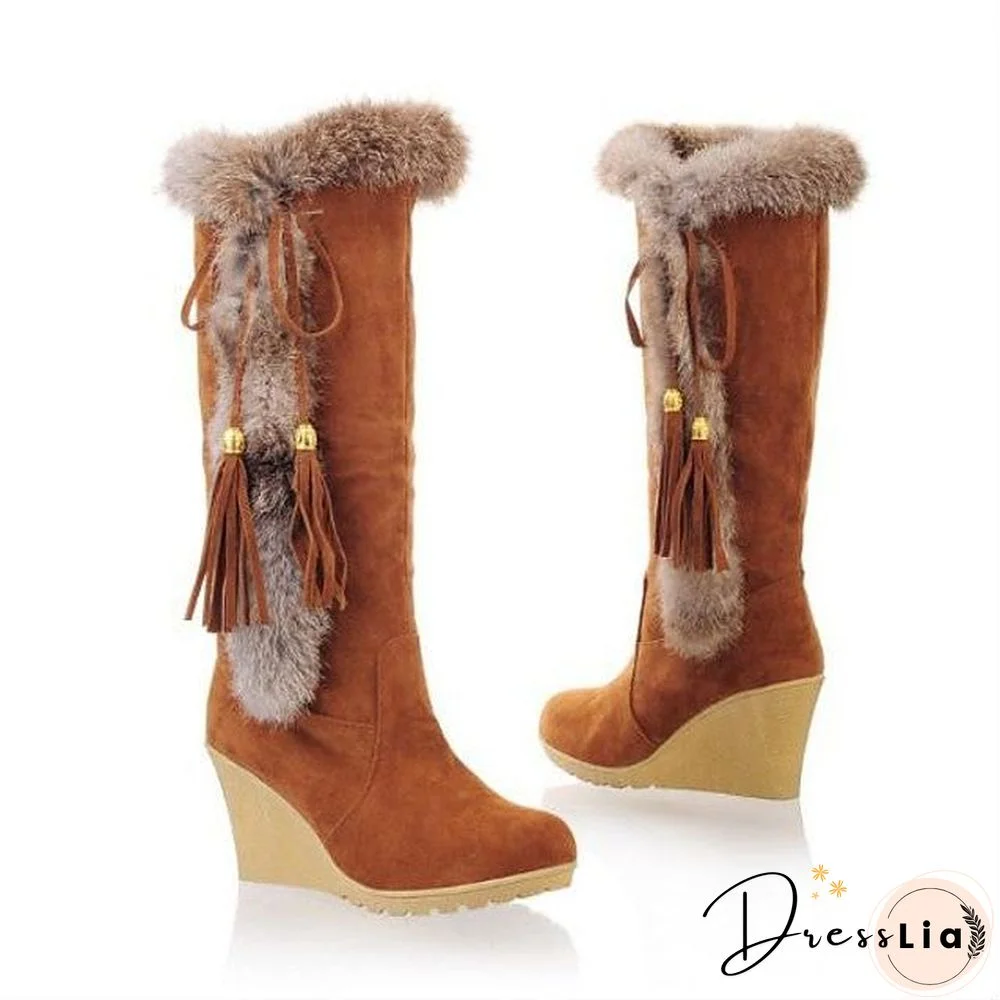 Women's Boots Wedge Heel Round Toe Daily Solid Colored Suede Mid-Calf Boots Black / Orange / Brown