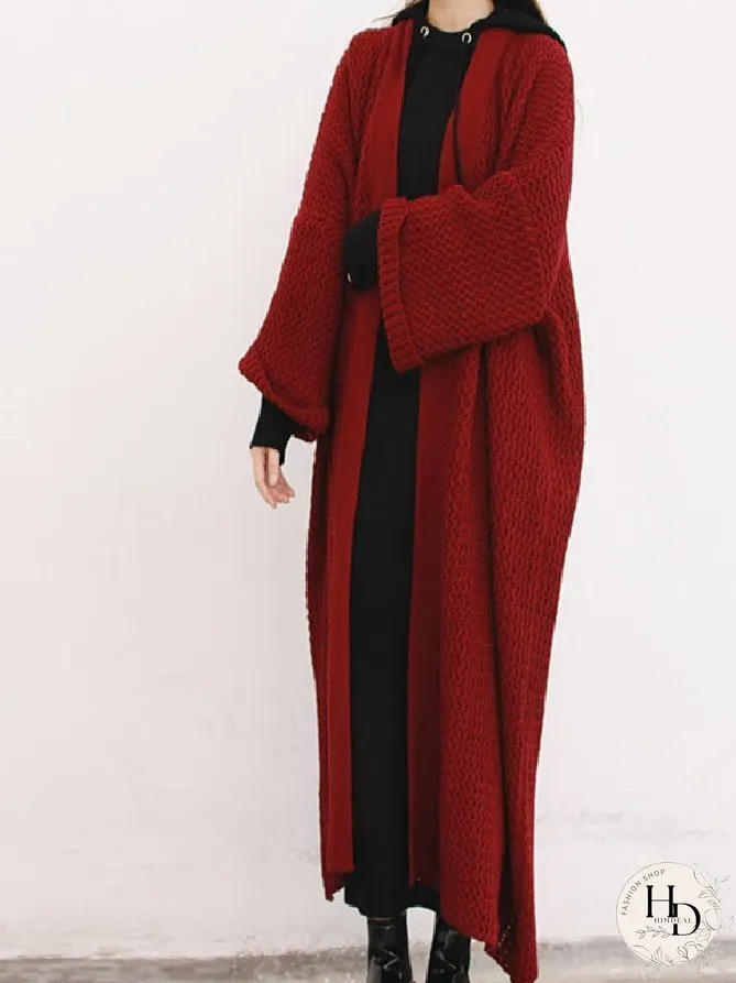 Cardigans Loose Solid Long Knitted Cardigan for Women