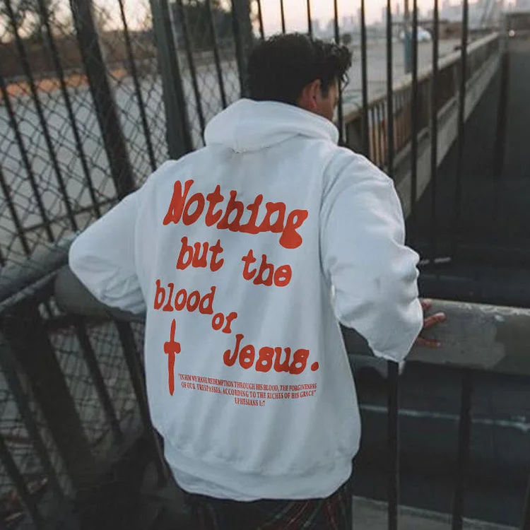 Sopula Nothing But The Blood Of Jesus Print Hoodie