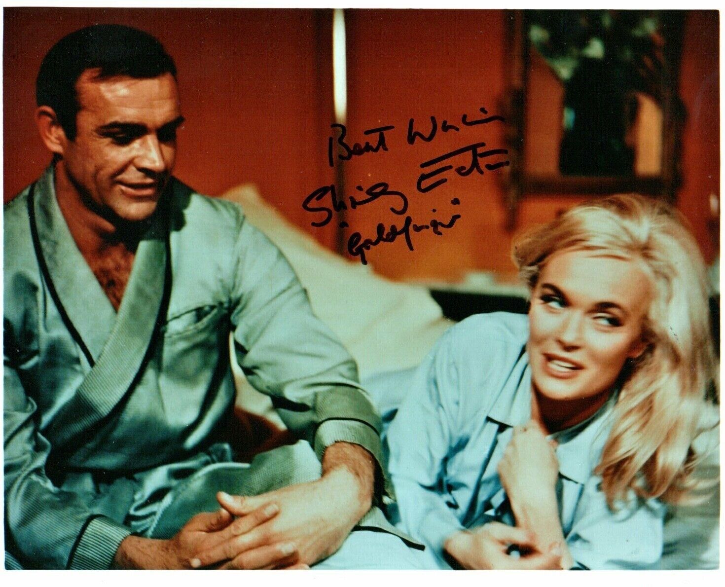 Genuine Hand Signed Shirley Eaton Goldfinger Autograph 10-8 Photo Poster painting James Bond COA