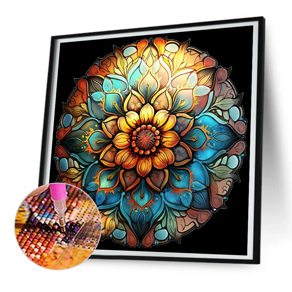 Abstract Mandala Flower 30*30CM(Canvas) Full Round Drill Diamond Painting