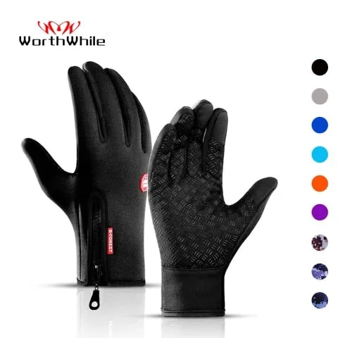 pornhint Pornhint WorthWhile Winter Cycling Gloves Bicycle Warm Touchscreen Full Finger Gloves Waterproof Outdoor Bike Skiing Motorcycle Riding