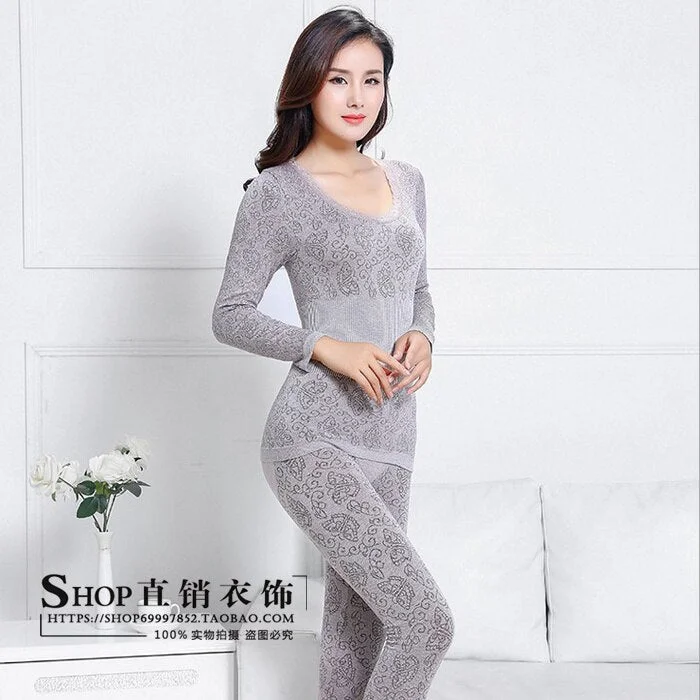 Thermal Underwear Women O-Neck Lace Thin Soft Warm Simple Abdomen Slim Tight Womens All-match Solid Breathable Cotton Trendy