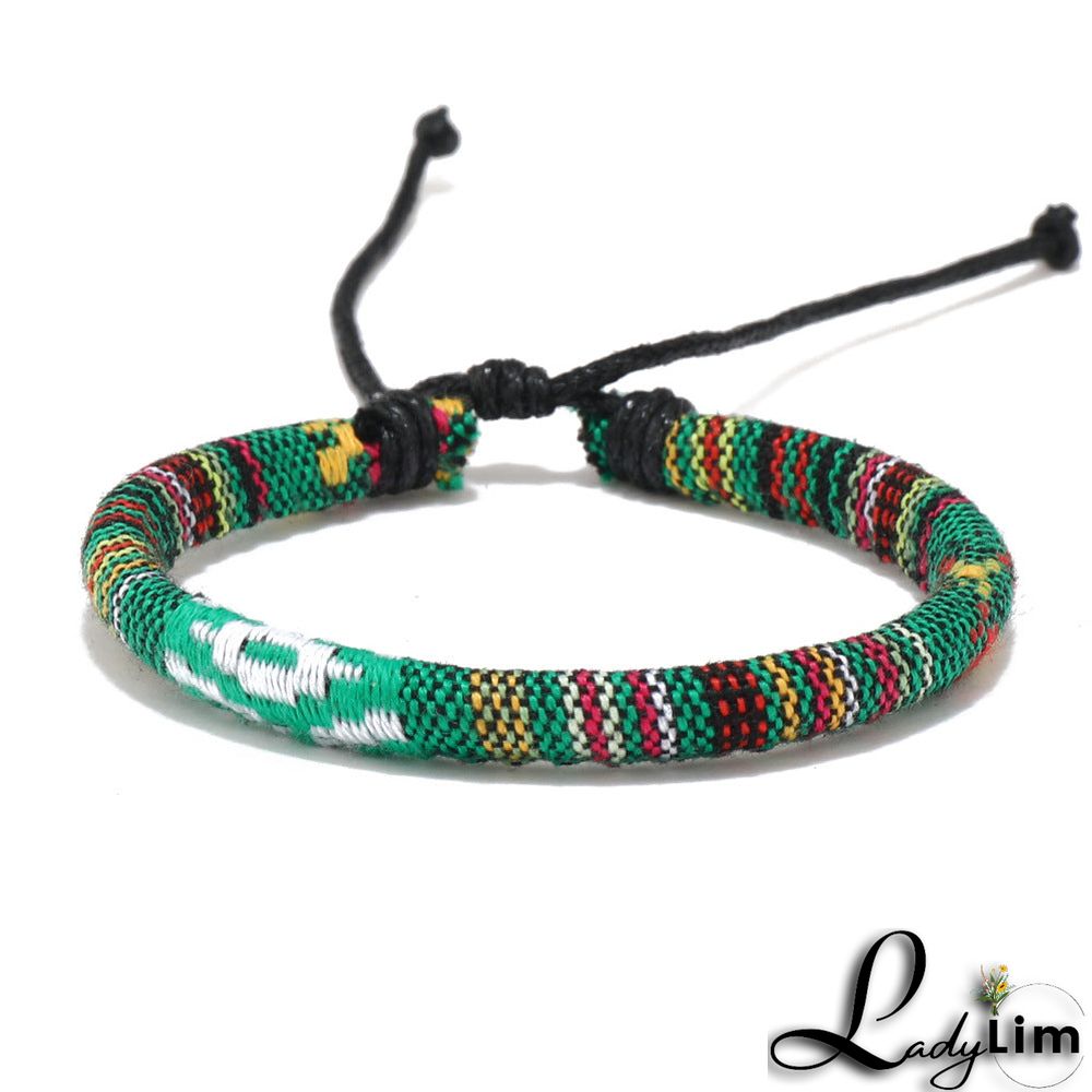 Multicolor Ethnic Style Drawstring Boho Bracelet