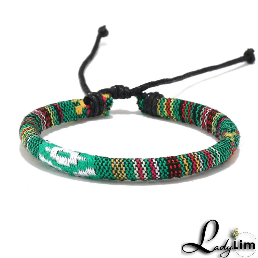 Multicolor Ethnic Style Drawstring Boho Bracelet