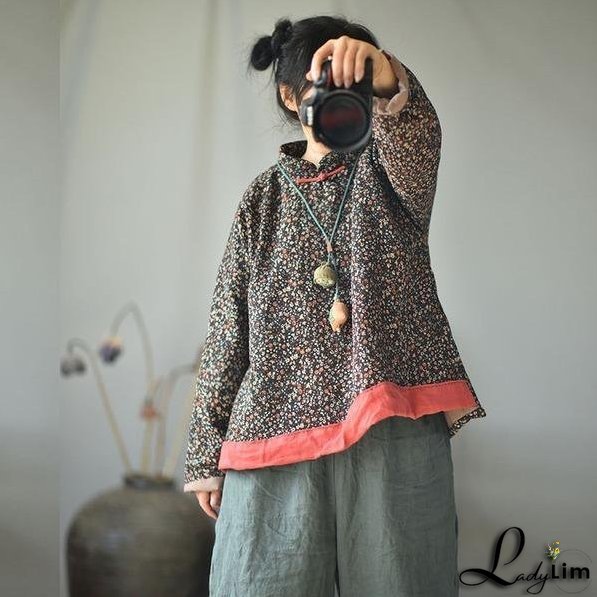 Autumn Winter new Cotton Linen Comfortable Long Sleeve Women Jackets