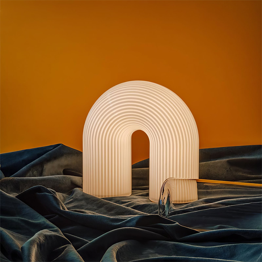 Arch White Metal Table Lamp