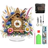 (US Local)Acrylic Special Shape Flower Bird Diamond Painting Clock Ornaments Kit
