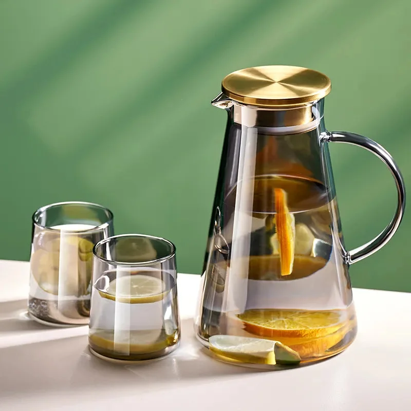 Cold Glass Water Jug Transparent Heat Resistant (2 Cups in same variant FREE)