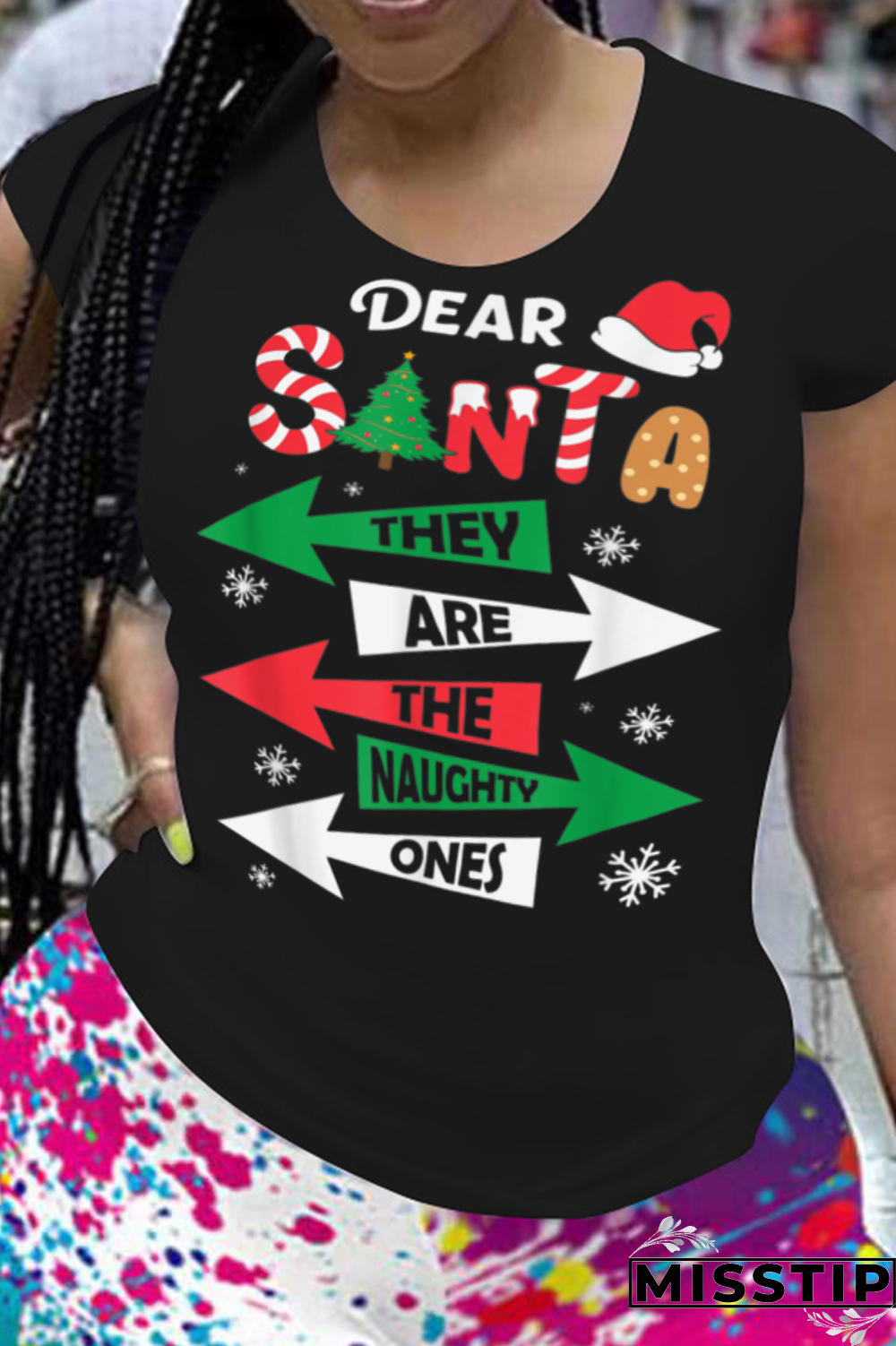 Navy Blue Party Vintage Santa Hats Printed Patchwork Letter O Neck T-Shirts
