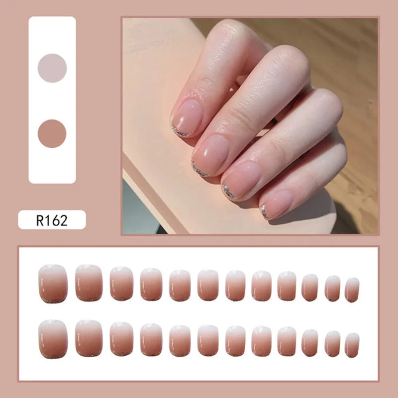 24pcs Multi-type Wear Short Paragraph Long Paragraph Fashion Manicure False Nails Full Cover Wearable Coffin Fake Nail Ballerina-Nail Inspo