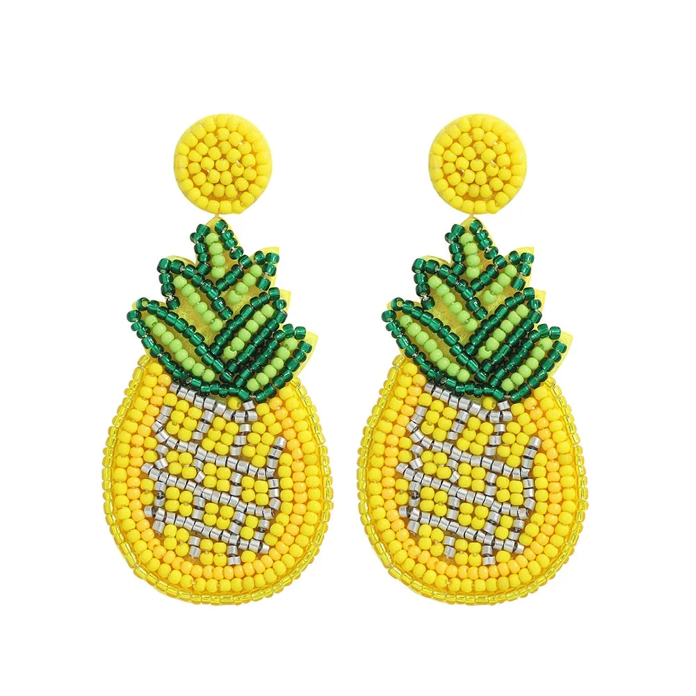 Dvacaman Cute Colorful Rhinestone Cactus Earrings for Women Boho Handmade Green Beaded Cactus Drop Dangle Earrings Jewelry Party