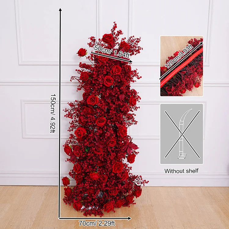 A8702 Red Rose Plum Bossom Floral Arrangement Wedding Horn Arch Decor