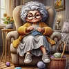 Diamond Painting-DIY Full Round Drill Old Lady Knitting