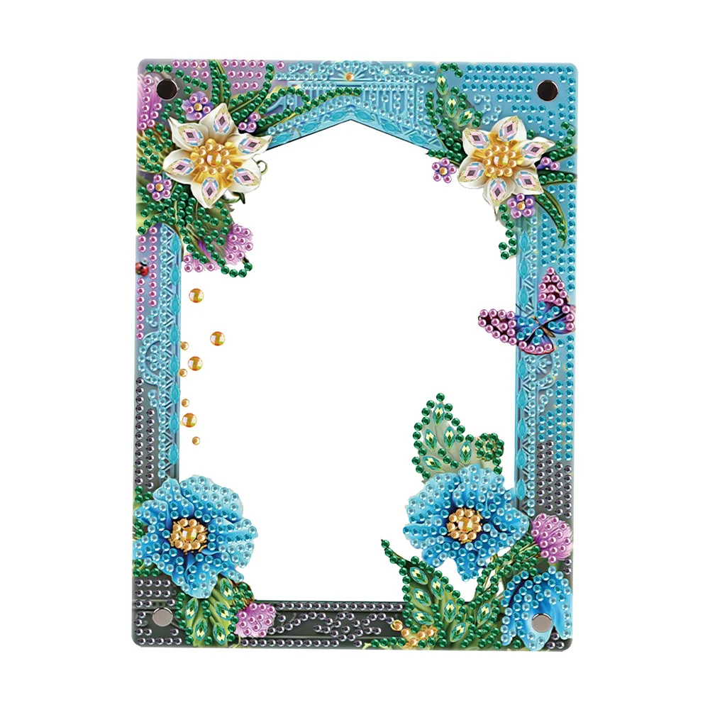 5D DIY Flower Blue Floral Special Shape Diamond Painting Photo Frame Home Decor