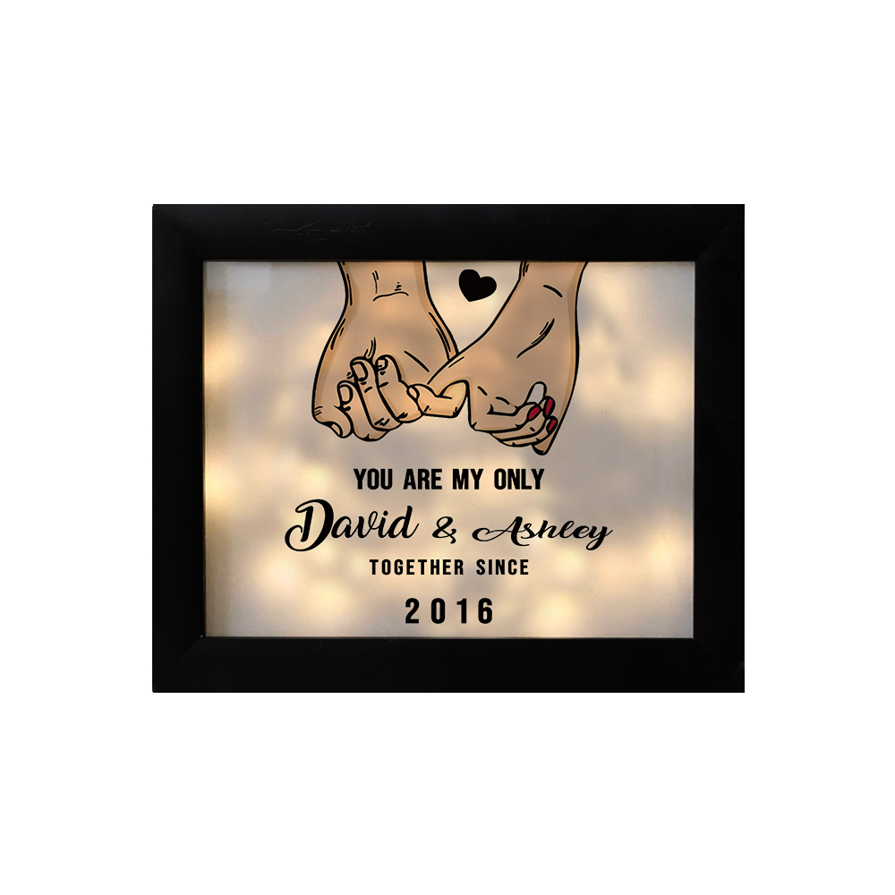 Personalised Couple Frame Custom 2 Names & Date Frame With Night Light "You Are My Only" Anniversary Gift For Him/Her -Jessemade AU