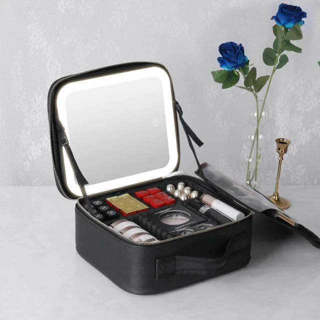 Makeup bag with LED Mirror