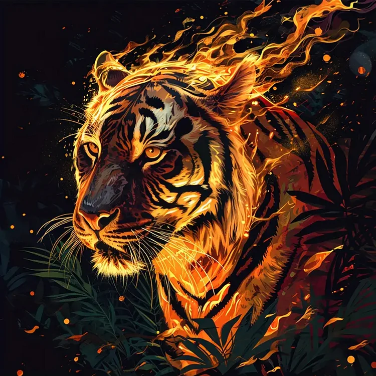 Tiger 40*40cm (Canvas) Full Round Drill Diamond Painting gbfke