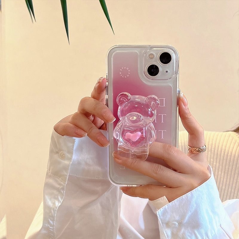 Transparent Bear Stand Phone Case
