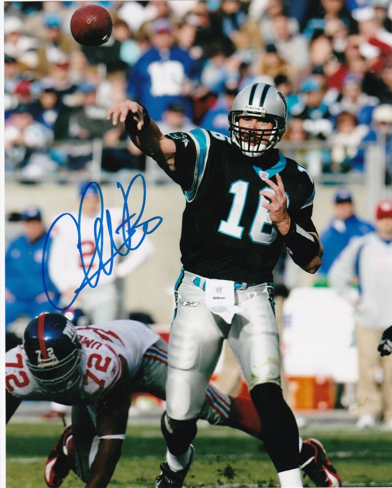 CHRIS WEINKE CAROLINA PANTHERS ACTION SIGNED 8x10