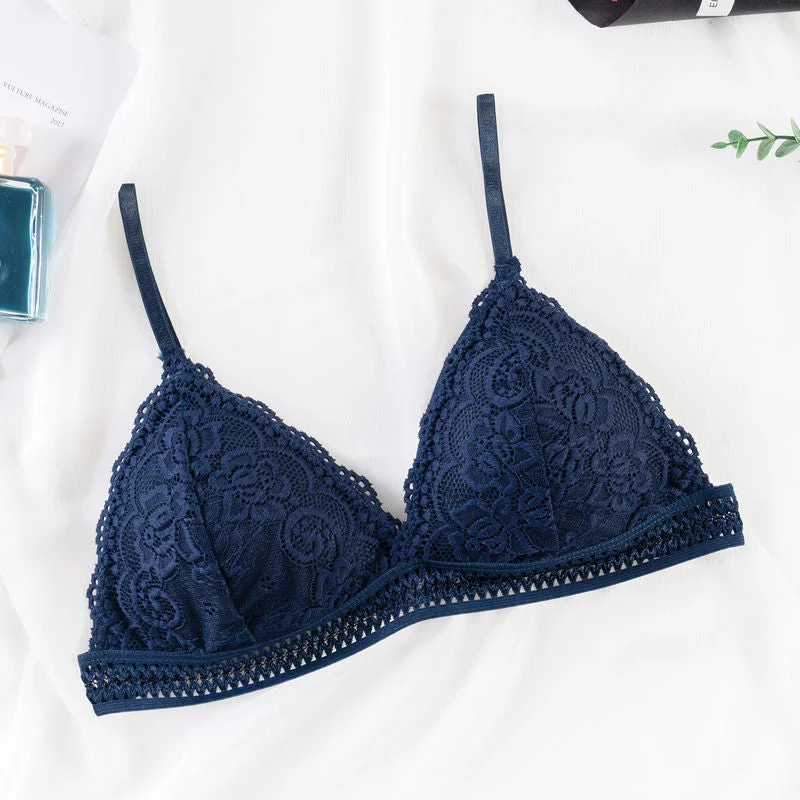 French seamless deep V seamless lace bra ladies wireless push up thin bra soft underwear comfortable sexy underwear french bra