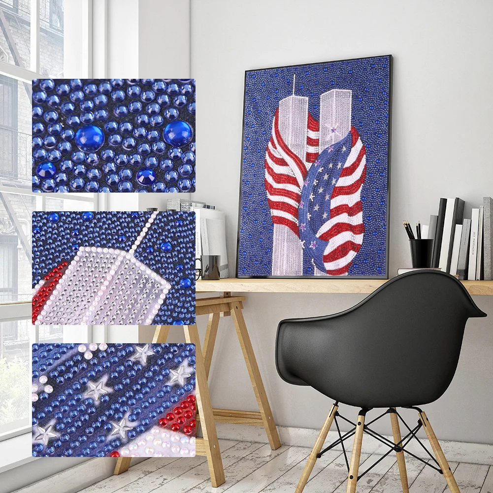Diamond Painting - Full Crystal Rhinestone - US Flag(30*40cm)