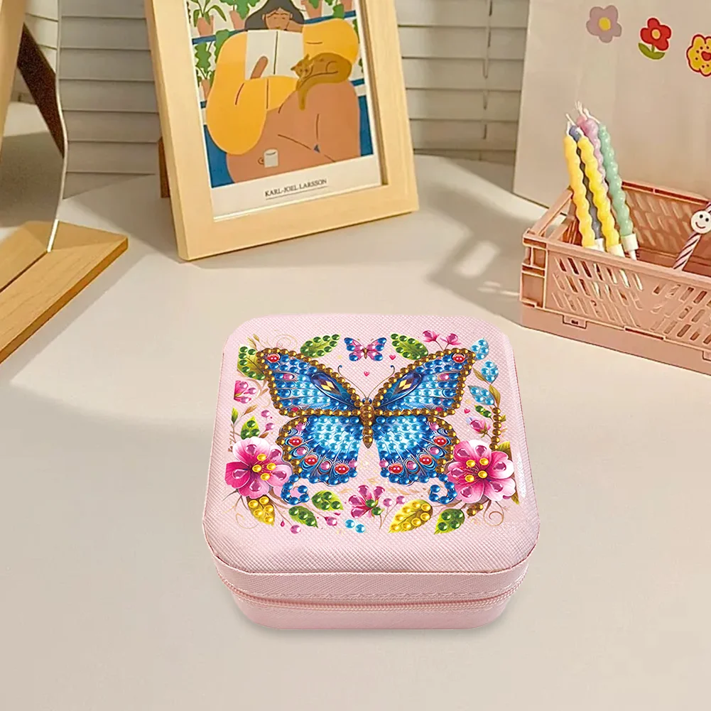 5D DIY Flower Butterfly Special Shape Diamond Painting Jewelry Box for Art Crafts