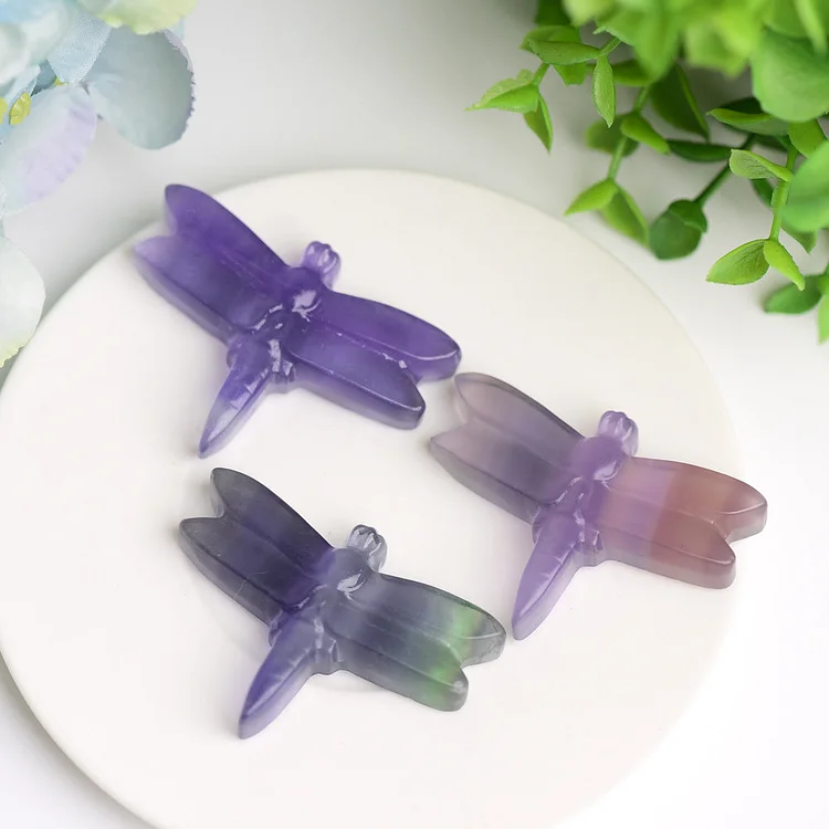 2.1" Fluorite Dragonfly Crystal Carving