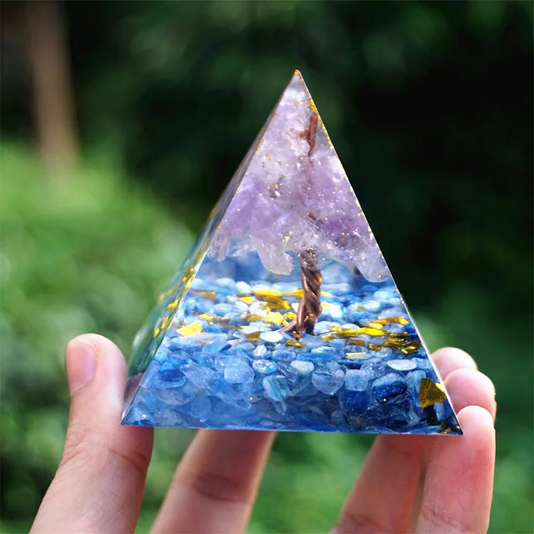 Amethyst Kyanite Tree Of Life Orgone Pyramid