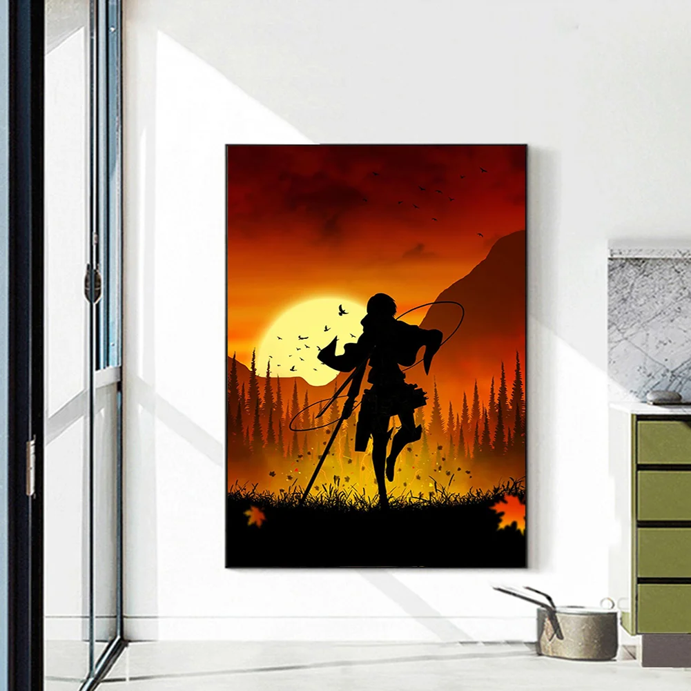 Full Round Diamond Painting 35*50cm - Attack On Titan - Silhouette