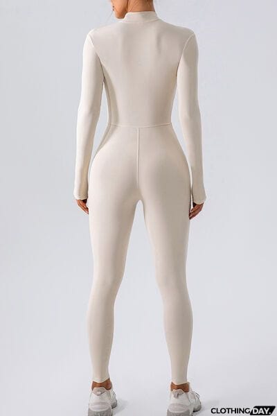Half Zip Mock Neck Active Jumpsuit