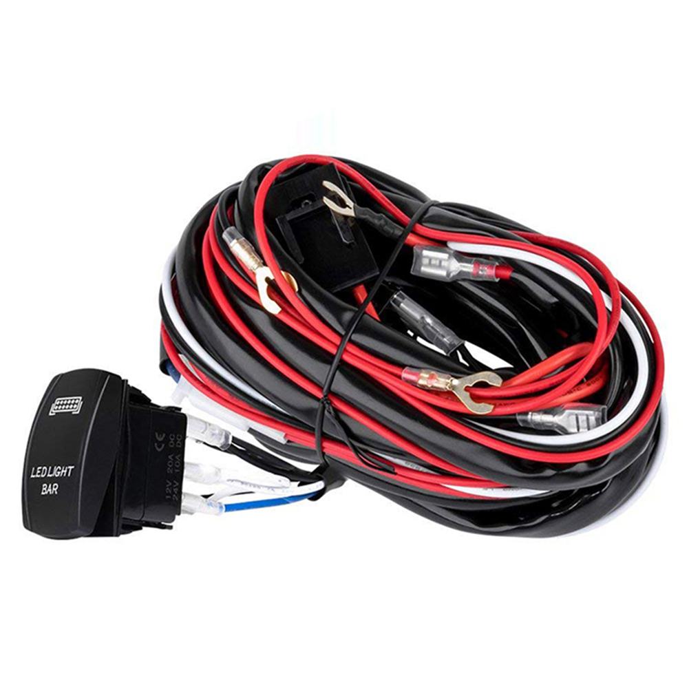 

LED Light Bar Wiring Harness Kit 2-Lead Rocker Switch 40A Relay 30A Fuse, 501 Original