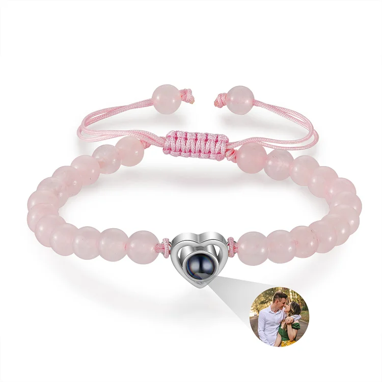 Kettenmachen Personalisiertes Foto Herz Projektion Handseil Armband mit Perle