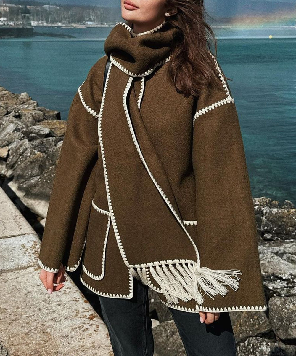 Rotimia Hepburn Style Woolen Cape Coat