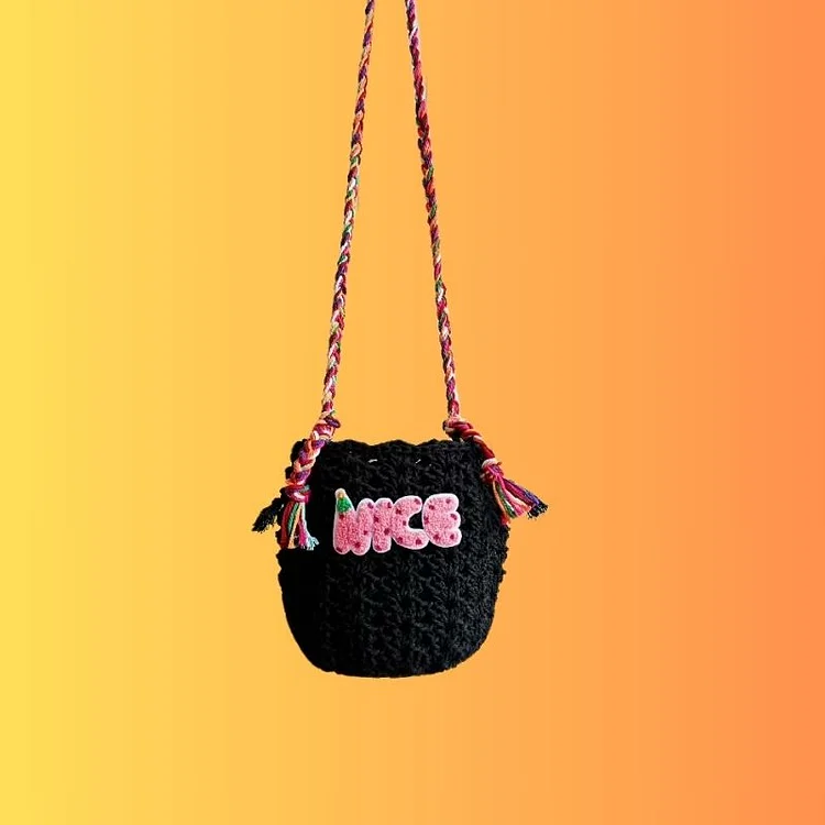 Lulusnow Handmade Black NICE Minimalist Lifestyle Crochet Crossbody Bag