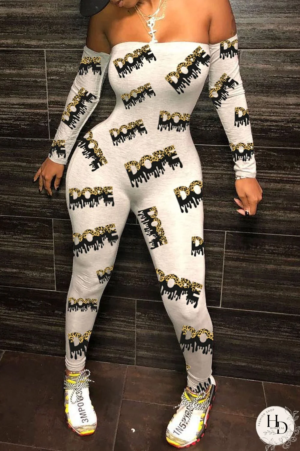 Blue Sexy Print Strapless Regular Jumpsuits