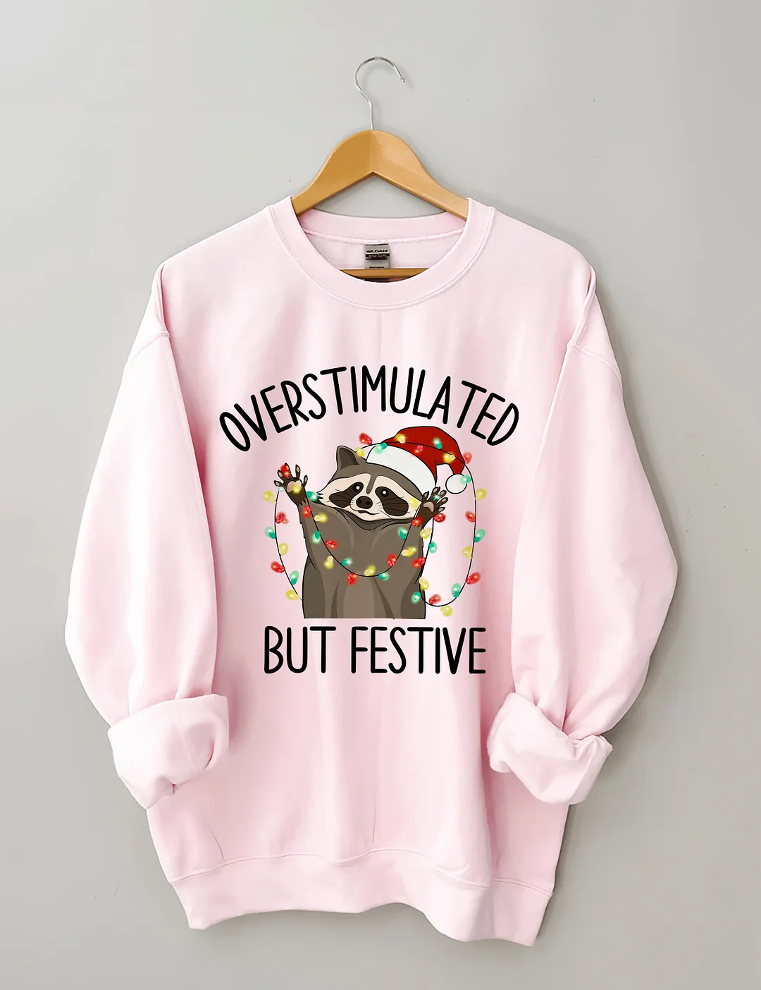 Overstimulated But Festive Racoon Christmas Sweatshirt