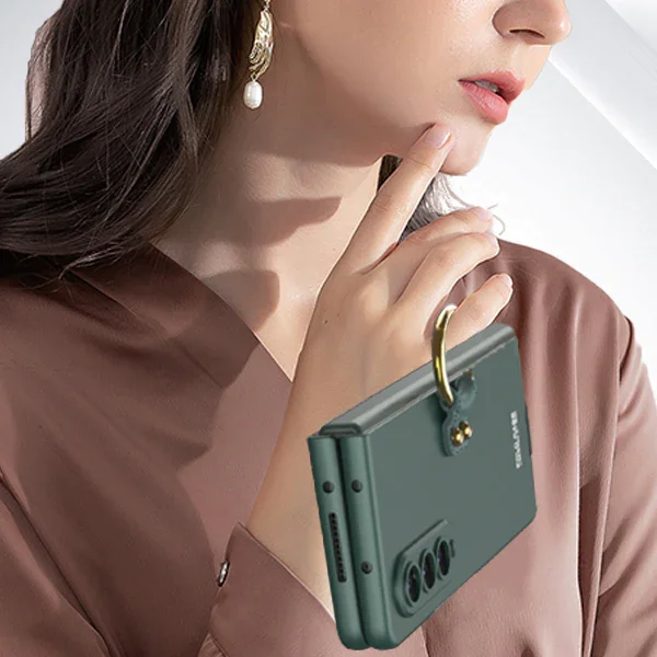 Applicable To Samsung Z Fold3/Z Fold4 Ultra-Thin Full Shell Membrane Skin Feeling Ring Bracket Mobile Phone Case