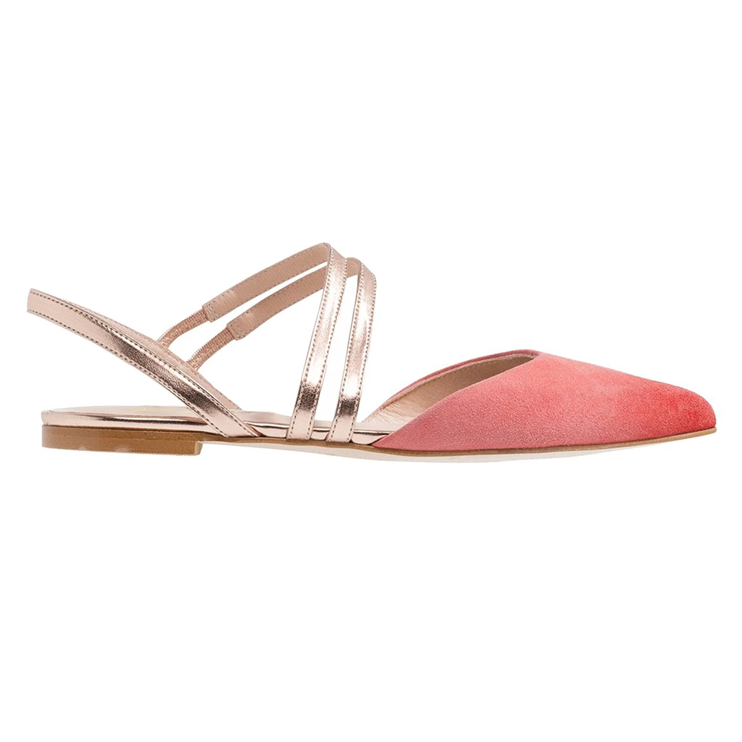 TAAFO Pink Women Slingbacks Flats Straps Pointed Toe Ladies Dress Evening Party Elastic Shoes 