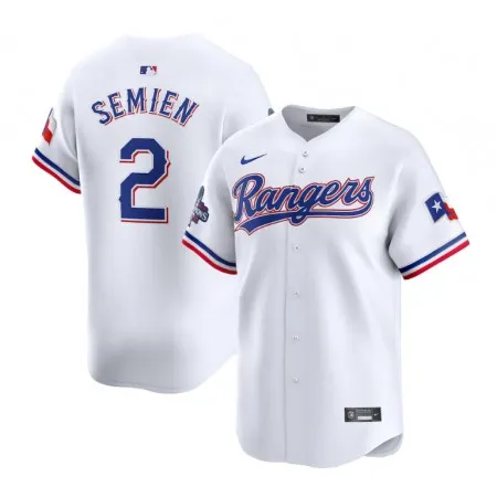 Men's Texas Rangers #2 Marcus Semien White 2023 World Series Champions Stitched Baseball  Jersey