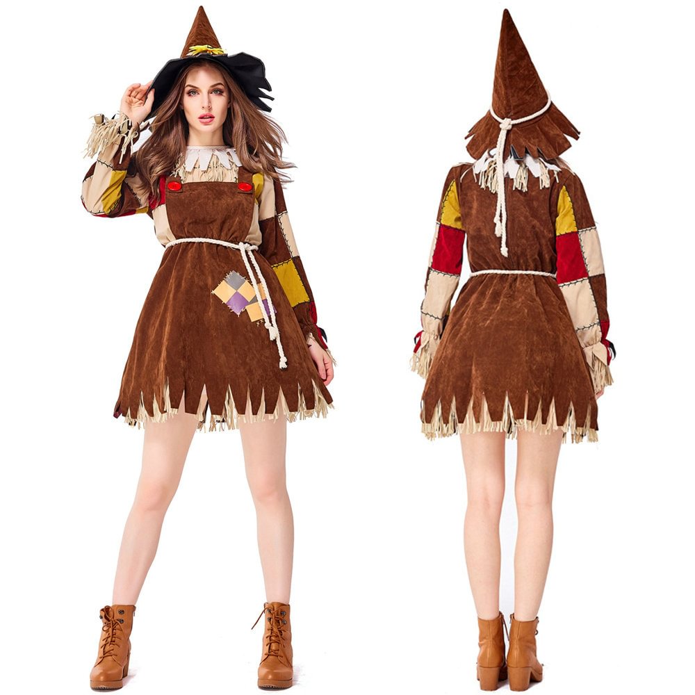 Halloween The Wizard of OZ Scarecrow Dress Cosplay Costume for Women-Pajamasbuy