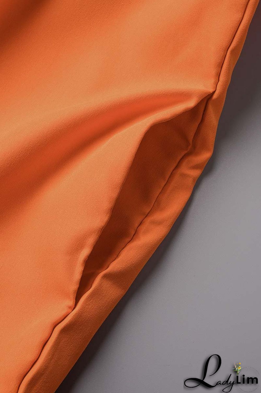 Orange Casual Solid Patchwork Turndown Collar Regular Romper